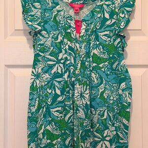 NWT Lilly Pulitzer Golda Top in Botanical Green Safari Sangria Size Small